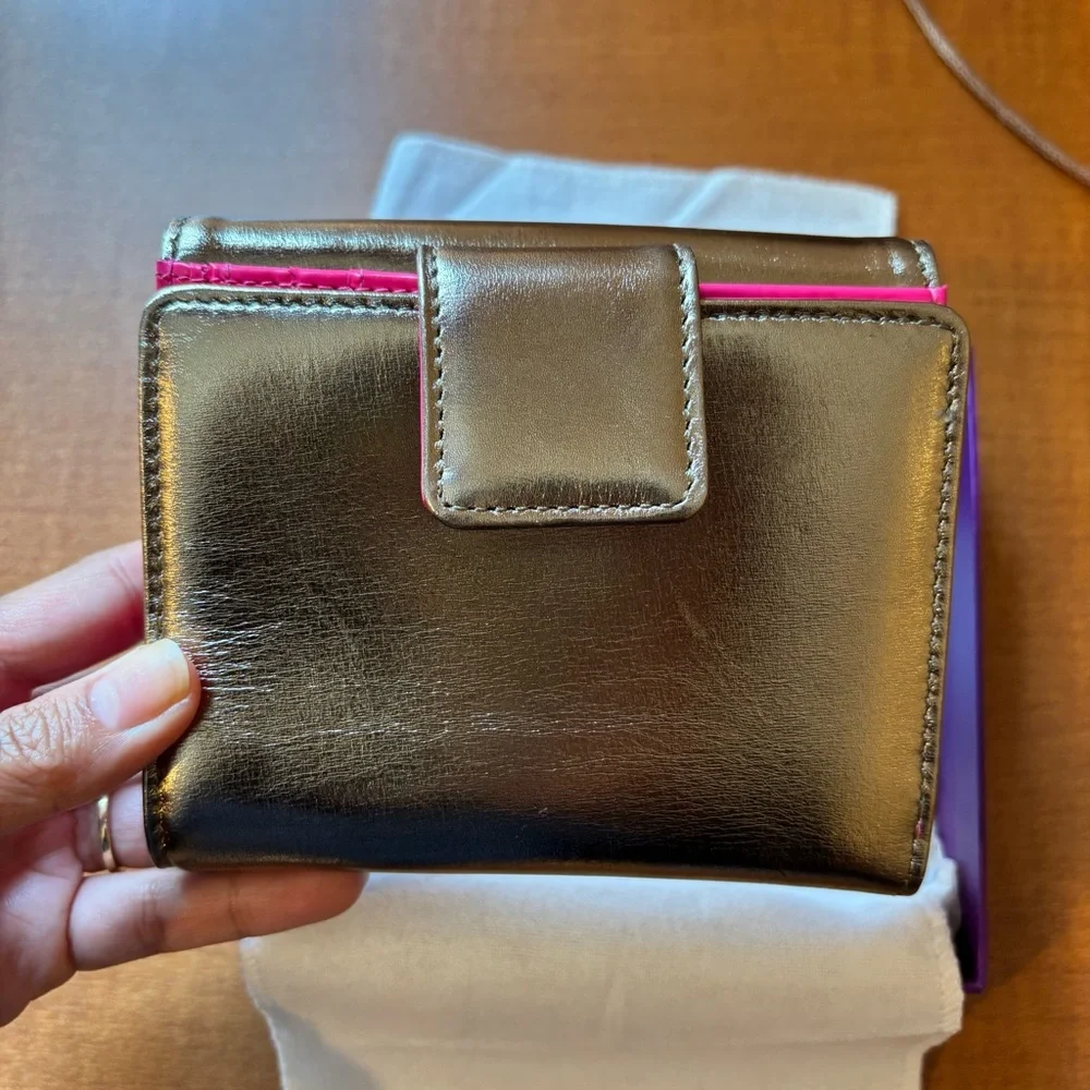 Kate Spade Metallic Gold Wallet Trifold NWOT - Picture 7 of 13